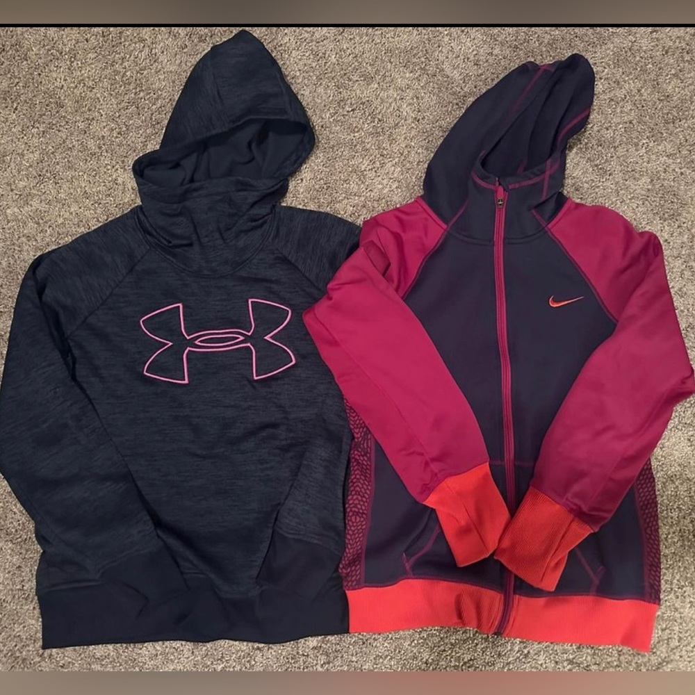 Women’s Sz Med Under Armour Hoodie and Nike zippered jacket